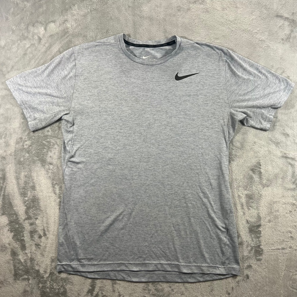 NIKE Dri-FIT Shirt Mens Large Grey Heathered Training Tee 848887-065